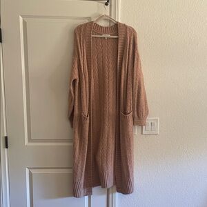 Elegant Brown Cable Knit Cardigan